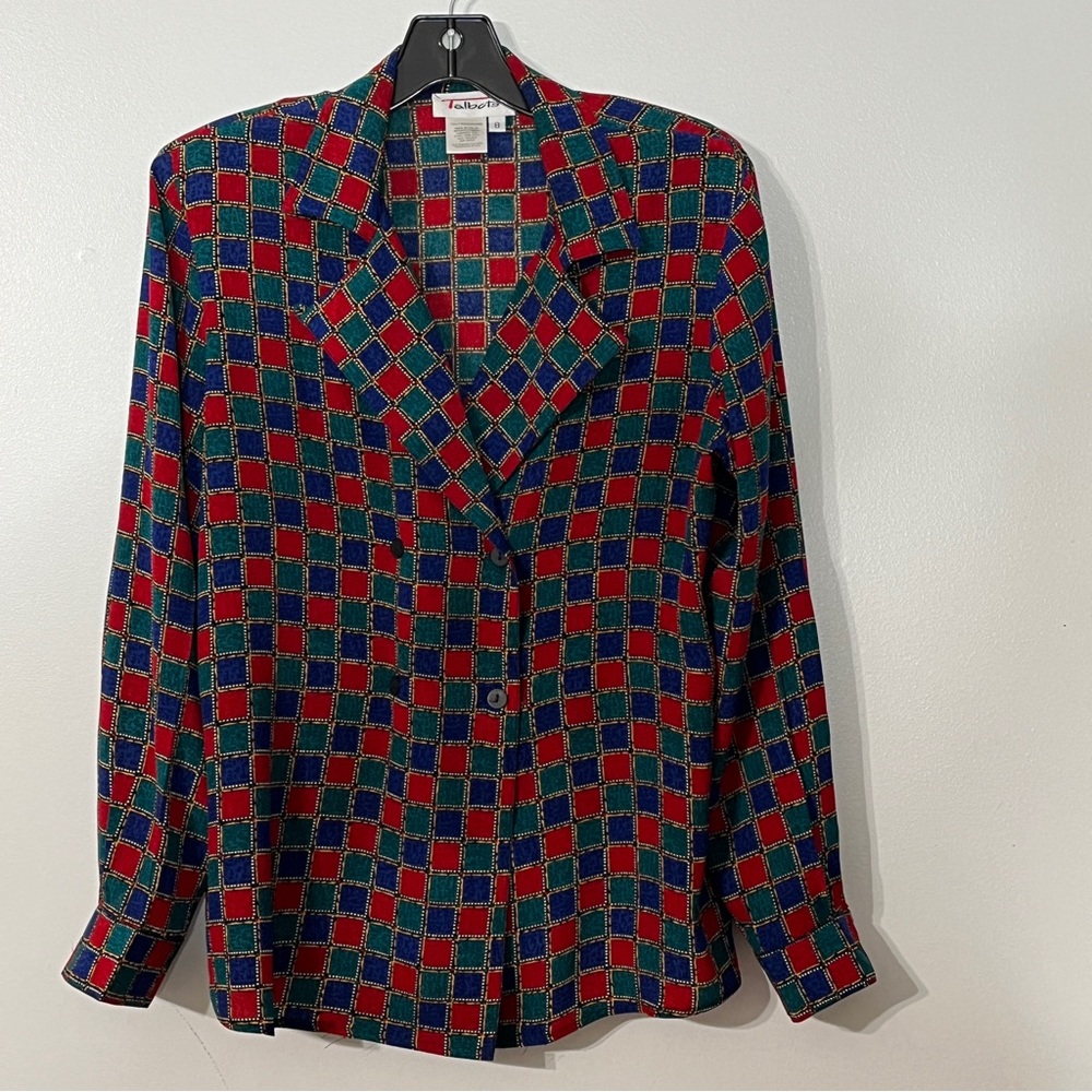 Vintage Talbots 70’ Checkered Double Breasted Blouse